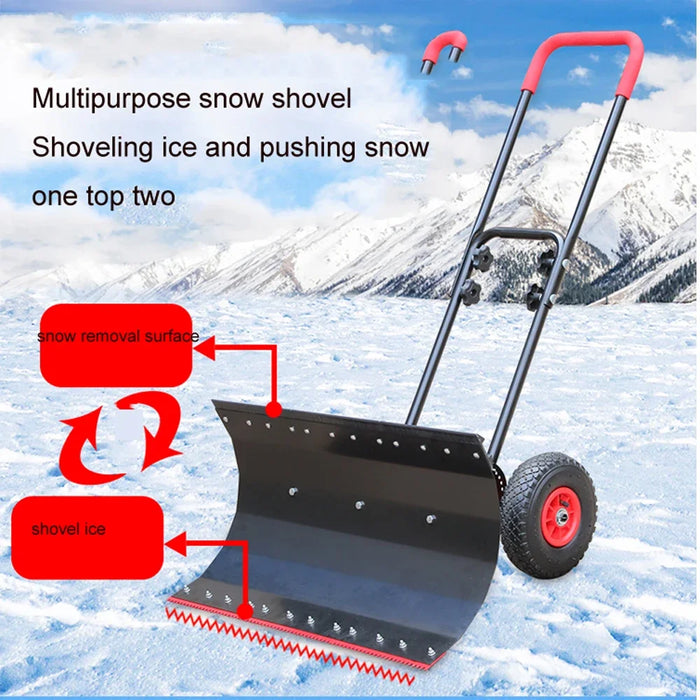 Wheeled Hand Push Snow Removal Shovel Large Snow Removal Tool