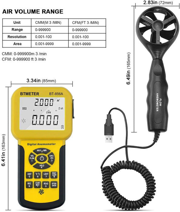 Pro CFM Digital Anemometer Measures Wind Speed