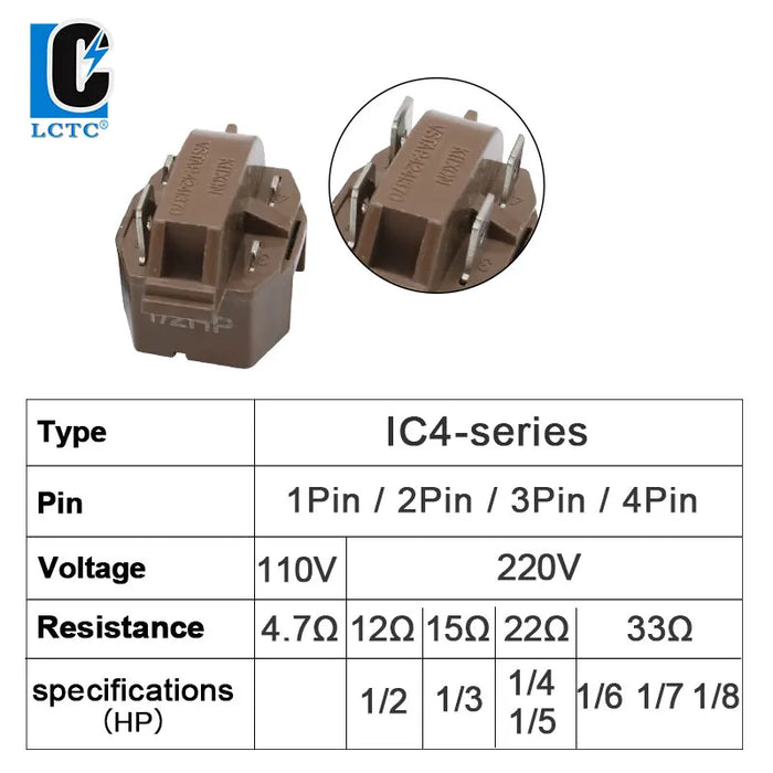 PTC 3/4 Pins Start Relay Refrigerator Freezer Compressor