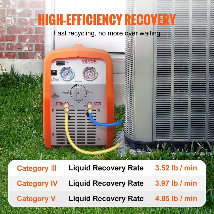 Portable 1HP/3/4 HP Refrigerant Recovery Machine