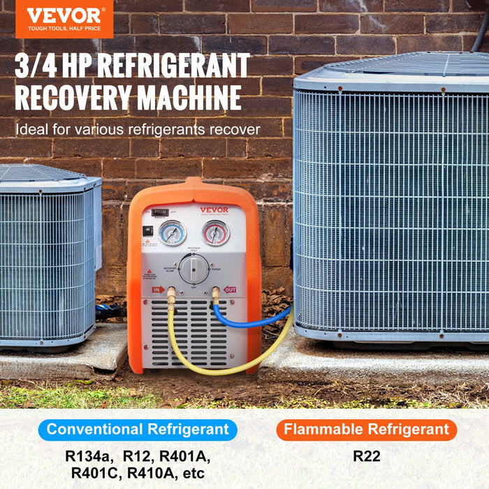 Portable 1HP/3/4 HP Refrigerant Recovery Machine