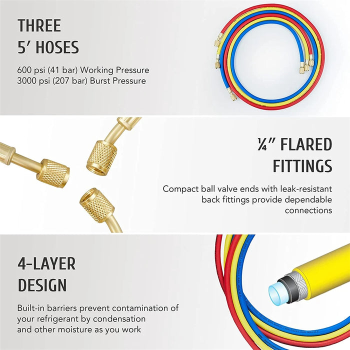 4-Way AC Manifold Gauge Set for R134A, R410A, and R22