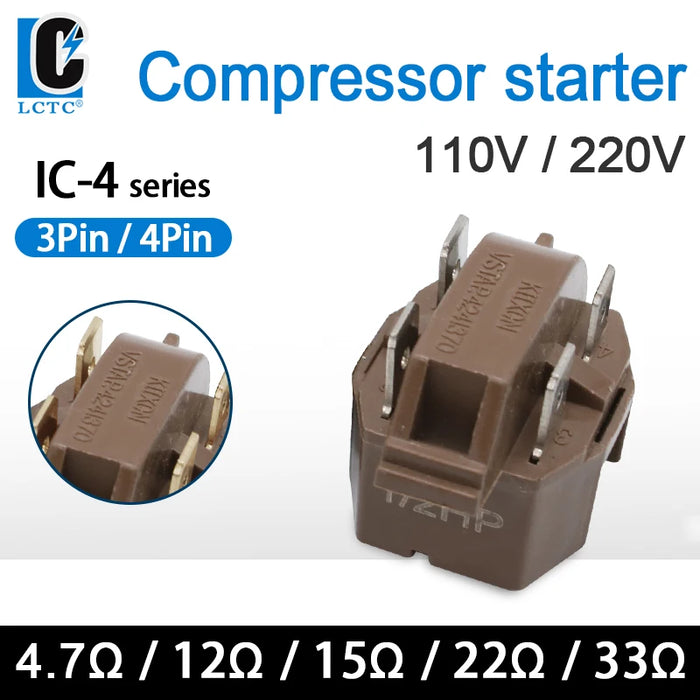 PTC 3/4 Pins Start Relay Refrigerator Freezer Compressor