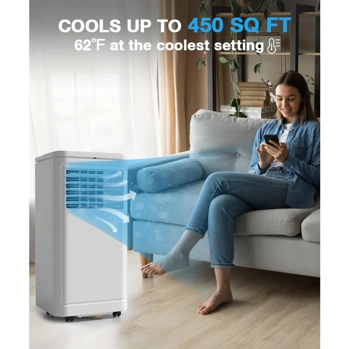 Joy Pebble Portable Air Conditioner, 10000 BTU for Room up to 450 sq. ft, Portable AC with Dehumidifier & Fan, 2 Fan Speeds