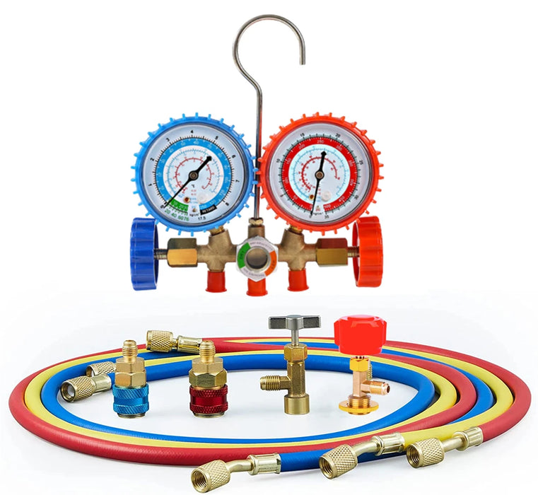 4-Way AC Manifold Gauge Set for R134A, R410A, and R22